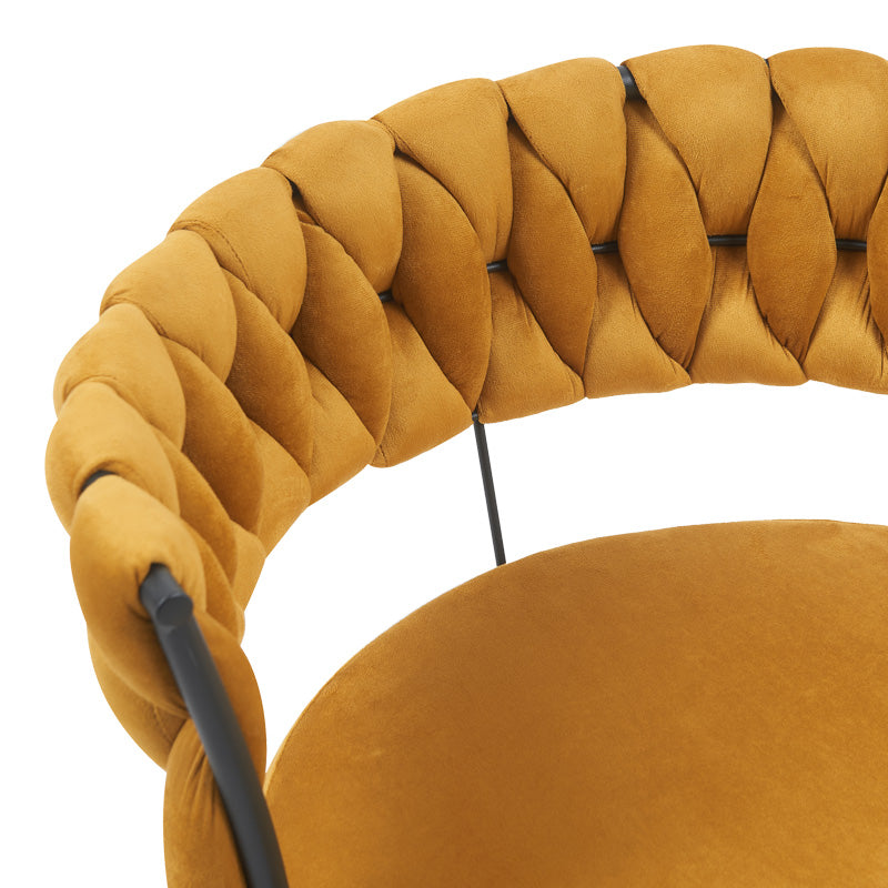 Стол Аlkia в жълто кадифе с черен метален крак 60x57x68см