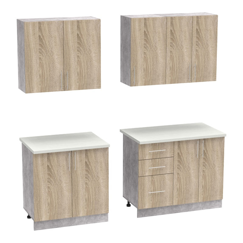 Кухненски шкаф Festa меламин в цвят сонома и работна маса в светло сив цвят 160x60x85см