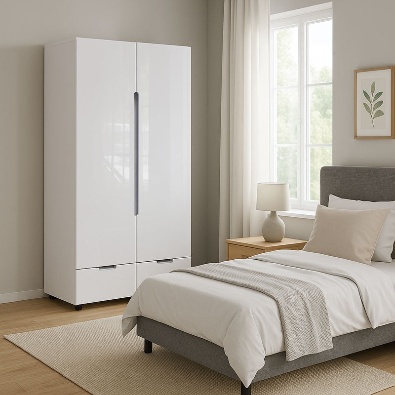 Двоен гардероб Afina мдф цвят бял гланц 100x57x213см