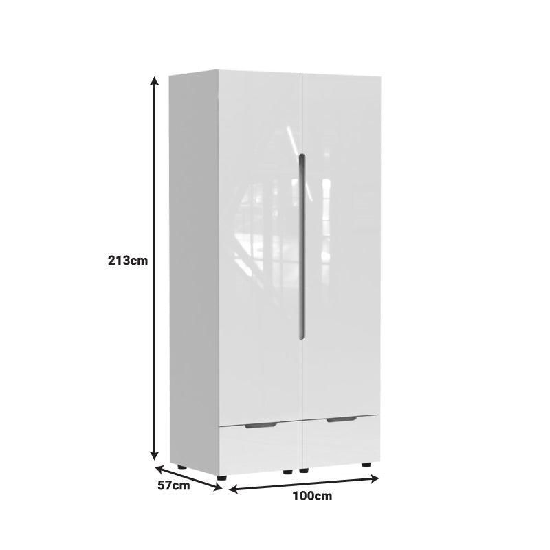 Двоен гардероб Afina мдф цвят бял гланц 100x57x213см