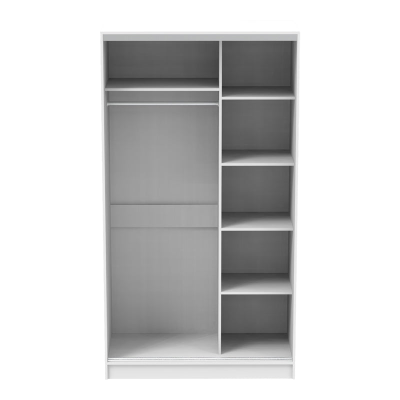 Двукрилен гардероб плъзгач с огледало Korredor в бял цвят 120x60x220см