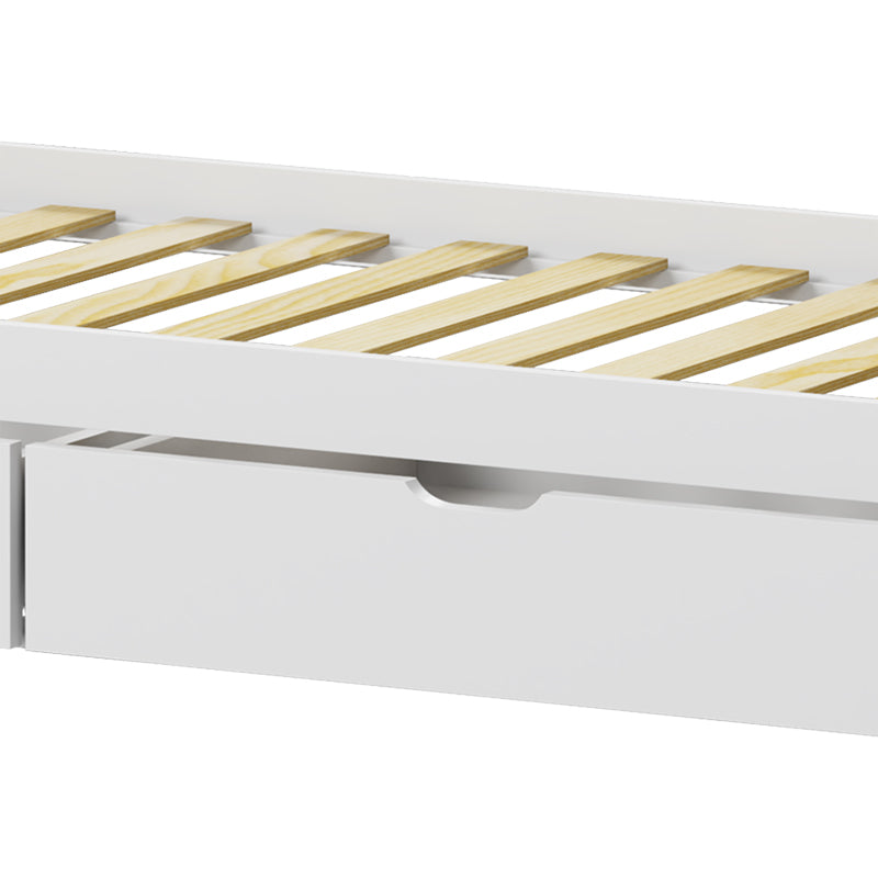 Детско легло Мелин тип Монтесори с 2 чекмеджета борово дърво в бял нюанс за матрак 90x190см