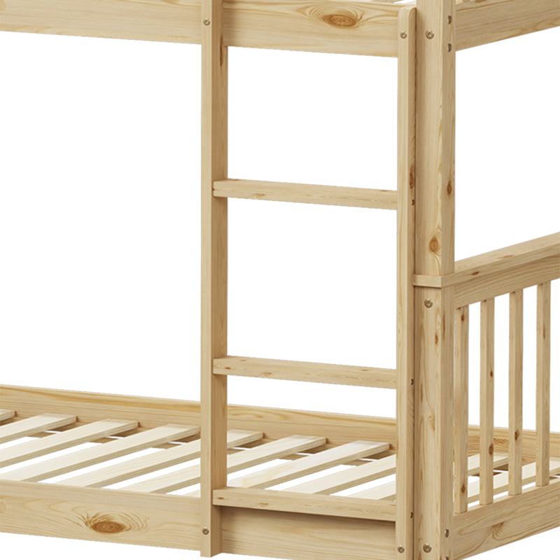 Детско двуетажно легло Nani борово дърво в естествен нюанс за матраци 90x190см