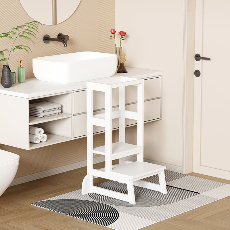 Учебна кула за деца chiquel монтесори стил дърво в бял цвят 45.7x51x90см