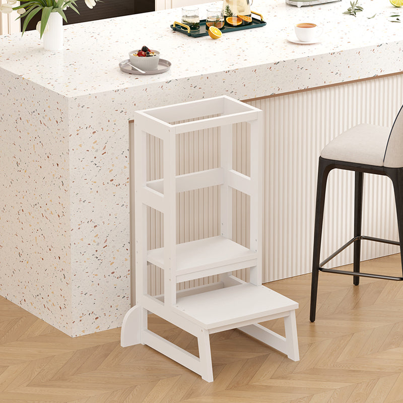 Учебна кула за деца Chiquel монтесори стил дърво в бял цвят 45.7x51x90см