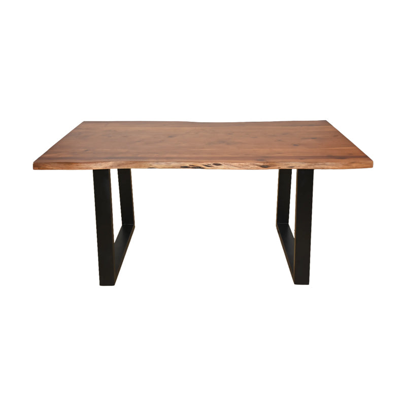 Miles table solid acacia wood thickness 3.7-4cm in walnut shade with black metal legs 140x80x76cm