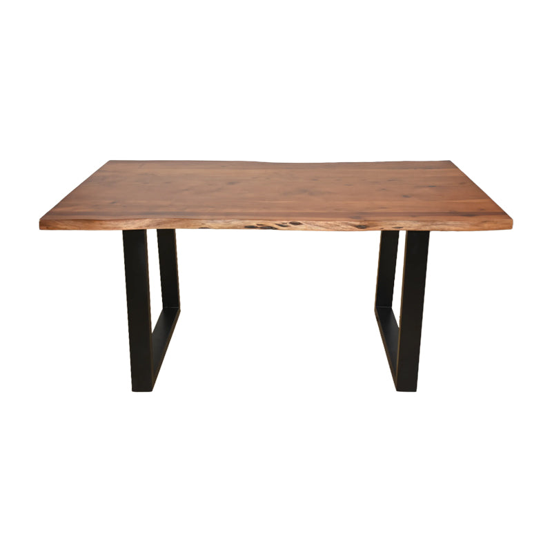 Miles table solid acacia wood thickness 3.7-4cm in walnut color with black metal legs 160x90x76cm