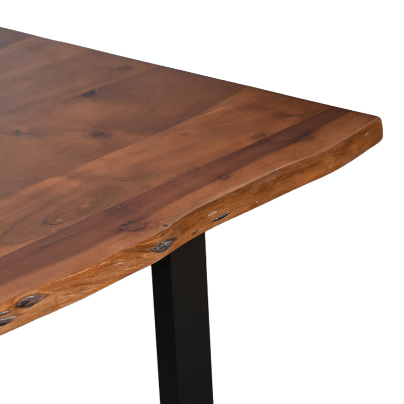 Miles table solid acacia wood thickness 3.7-4cm in walnut color with black metal legs 160x90x76cm