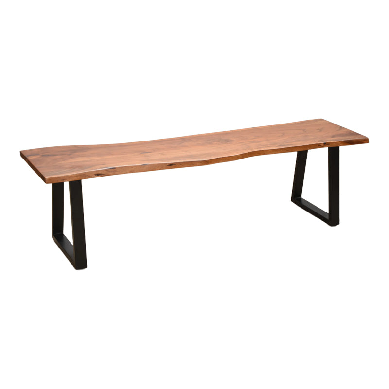 Пейка miles slim от масивна акациева дървесина в цвят орех с черни метални крака 160x40x45см