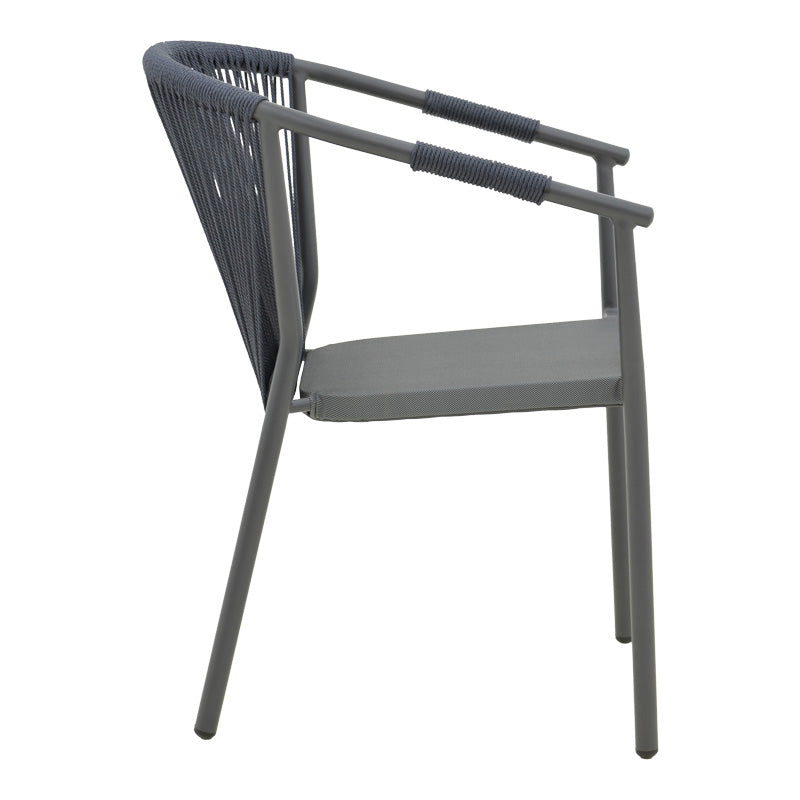 Алуминиев фотьойл Convince стифиращ се със сива рамка-текстилен-пе ратан 56x63x82см