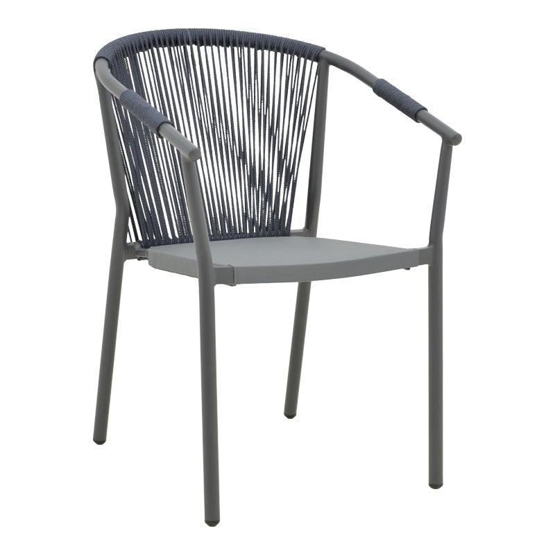 Алуминиев фотьойл Convince стифиращ се със сива рамка-текстилен-пе ратан 56x63x82см