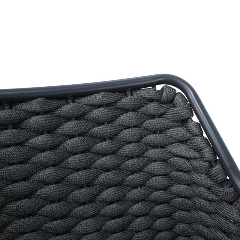 Стифиращ се алуминиев фотьойл Ortegia с антрацитна рамка и въже 57x62x82см