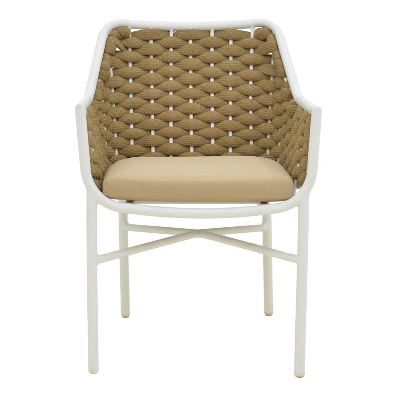 Стифиращ се алуминиев фотьойл Ortegia с бяла рамка-каки въже 57x62x82см