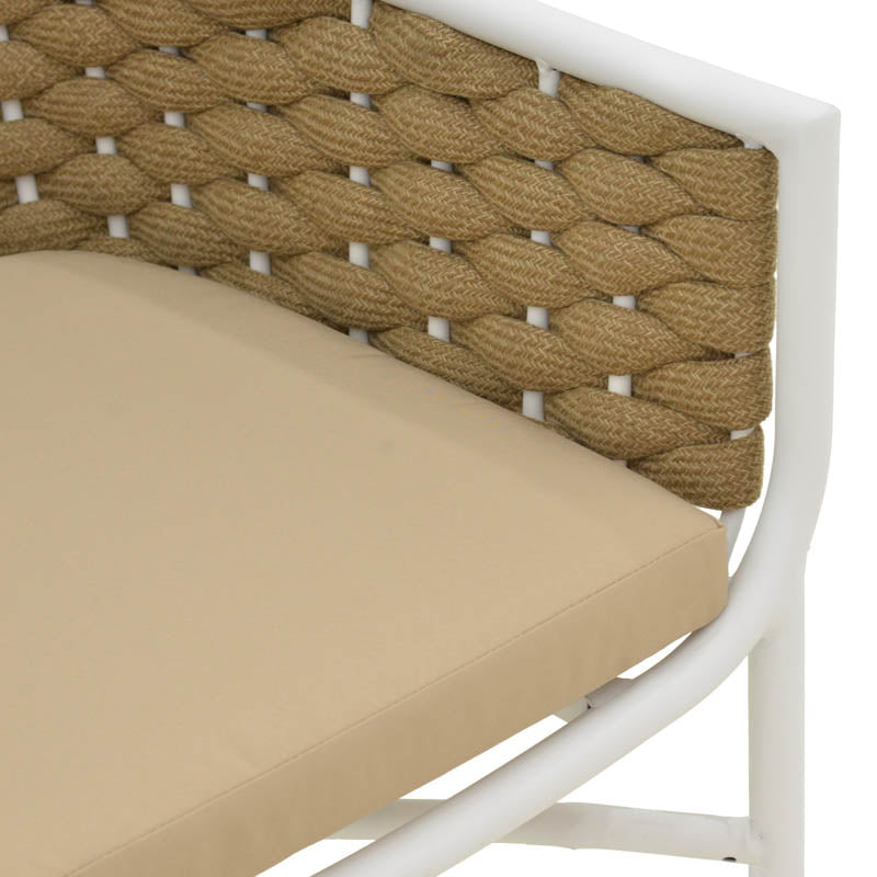 Стифиращ се алуминиев фотьойл Ortegia с бяла рамка-каки въже 57x62x82см