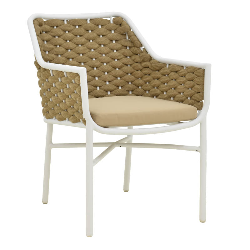 Стифиращ се алуминиев фотьойл Ortegia с бяла рамка-каки въже 57x62x82см