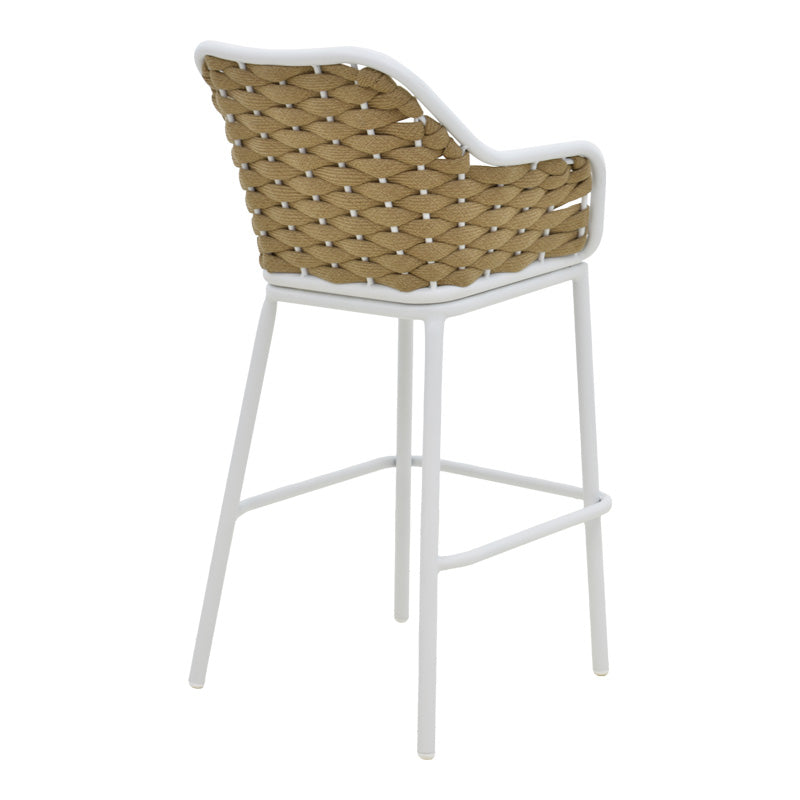 Алуминиев бар стол Zuki стифиращ с бяла рамка и възглавница 55x54x109см