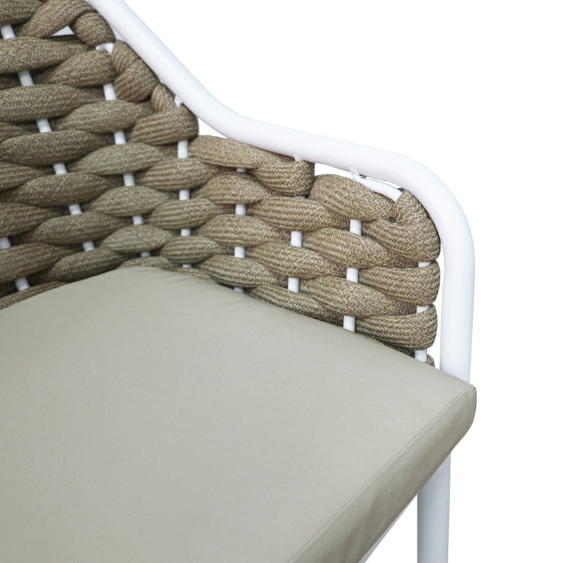 Алуминиев бар стол Zuki стифиращ с бяла рамка и възглавница 55x54x109см