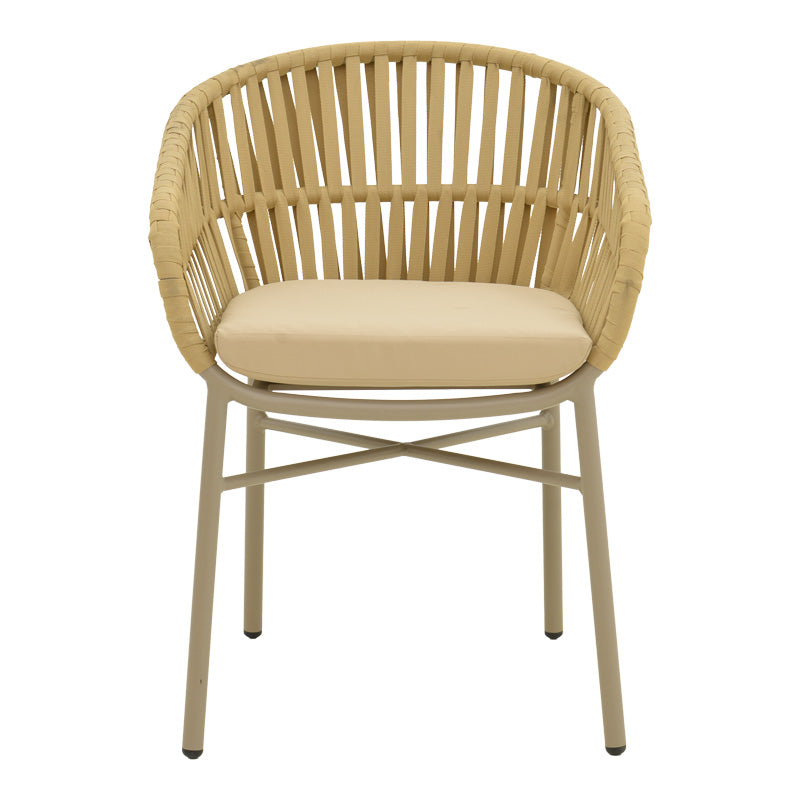 Стифиращ се фотьойл Frama от алуминиево въже в кафяв нюанс и възглавница 57x60x78 см