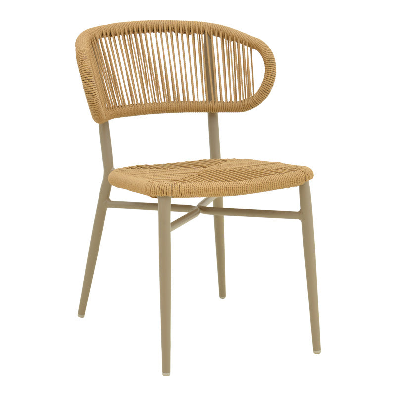 Градински стол Agus d, алуминий/ратан стифиращ се в кафяв нюанс 55x63x77см