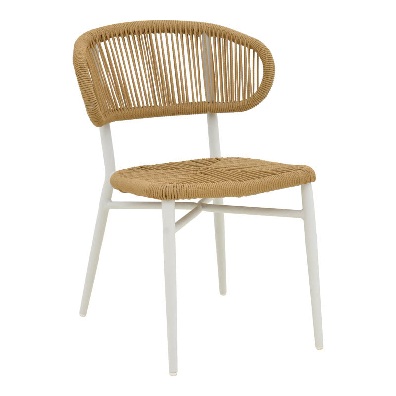 Градински стол Agus d, алуминий/ратан стифиращ се в бял нюанс 55x63x77см