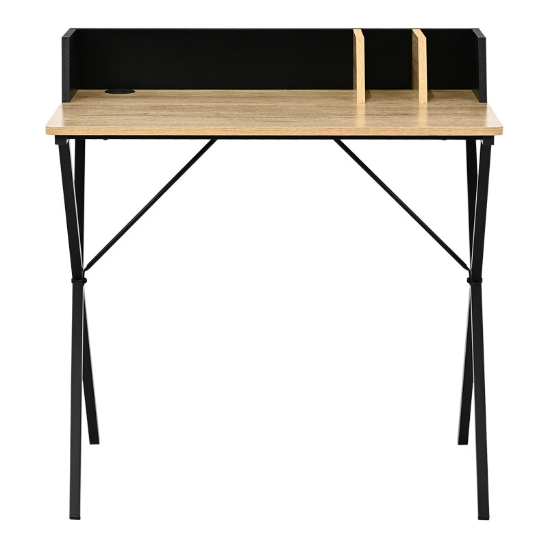 Офис бюро Zervan в цвят дъб с черни метални крака 80x50x84см