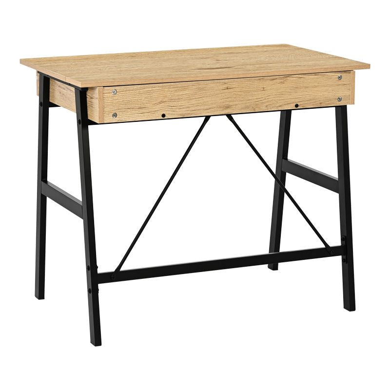 Офис бюро с чекмеджета Lione в цвят дъб с черни метални крака 90x50x75см