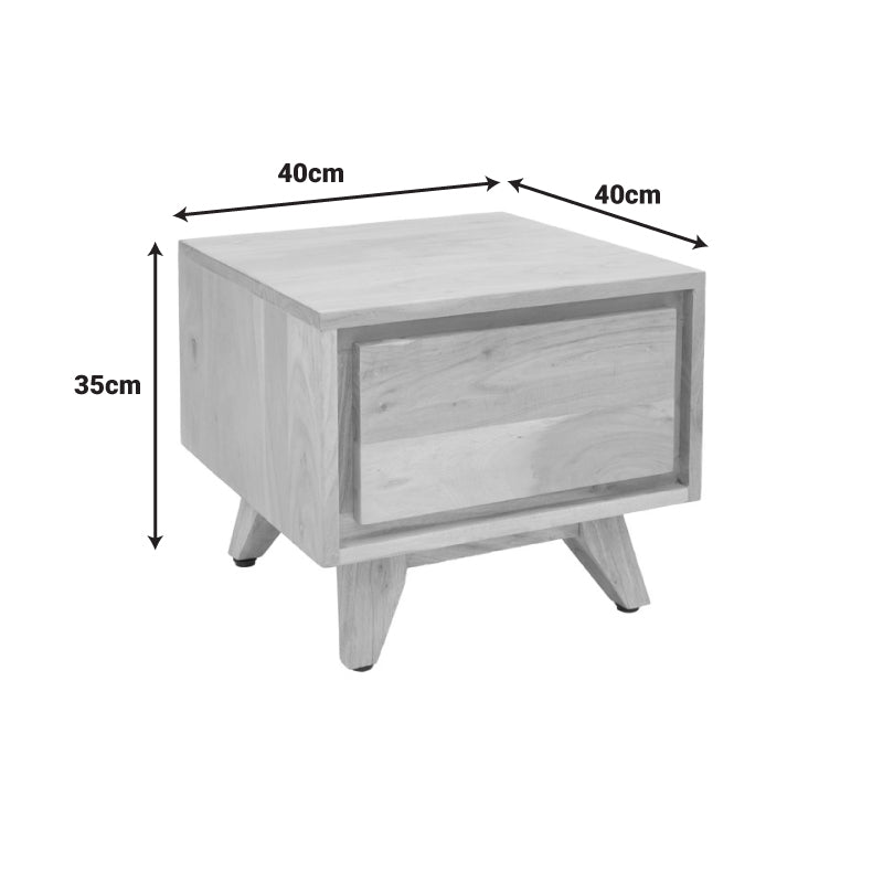 Нощно шкафче emira акациево дърво в естествен нюанс 40x40x35см