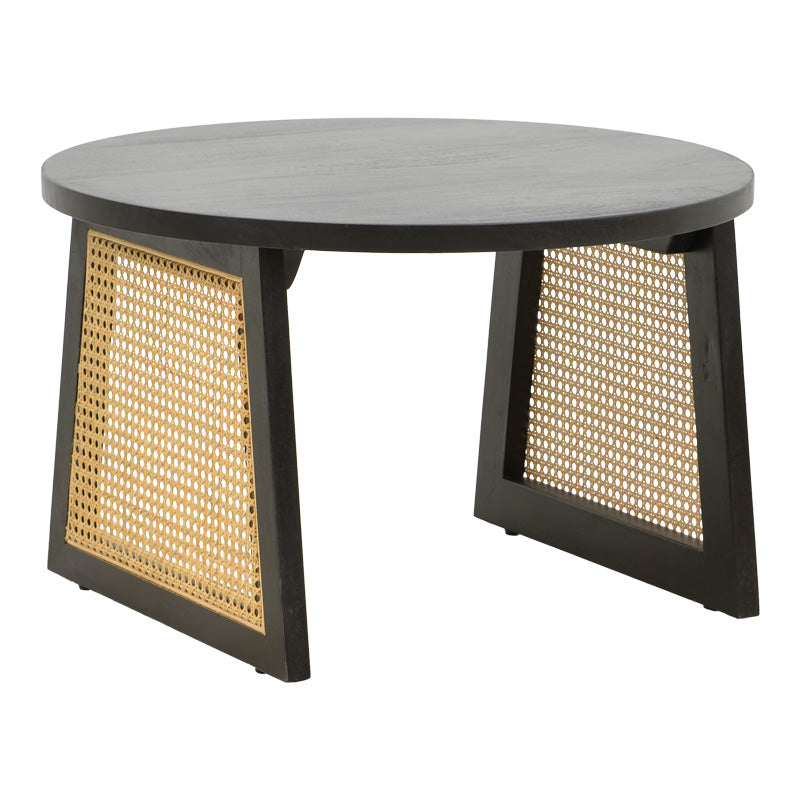 Маса Tamarind мангово дърво-естествен ратан в черен нюанс ф65x40см