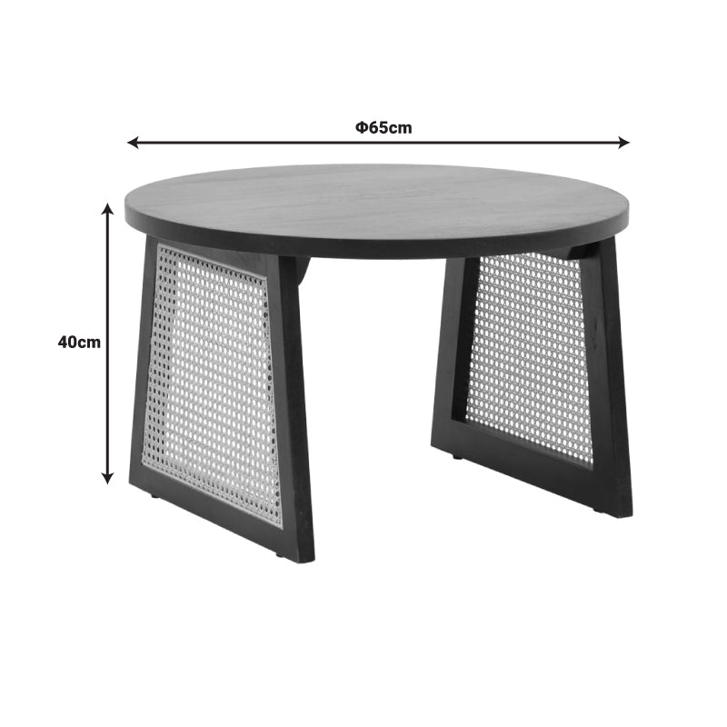 Маса Tamarind мангово дърво-естествен ратан в черен нюанс ф65x40см