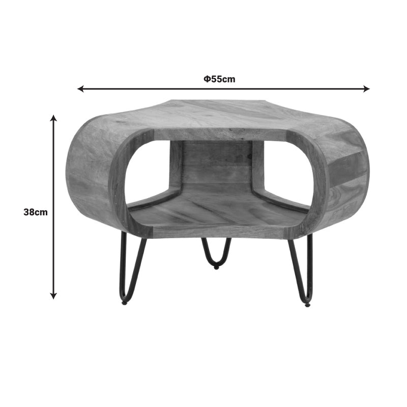 Маса Merck масивно дърво цвят орех с черни метални крака d55x38cм