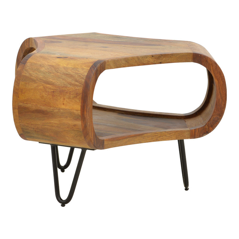 Маса Merck масивно дърво цвят орех с черни метални крака d55x38cм