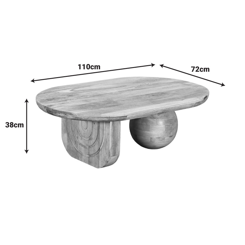 Маса за кафе Kane масивно акациево дърво в естествен цвят 110x72x38см