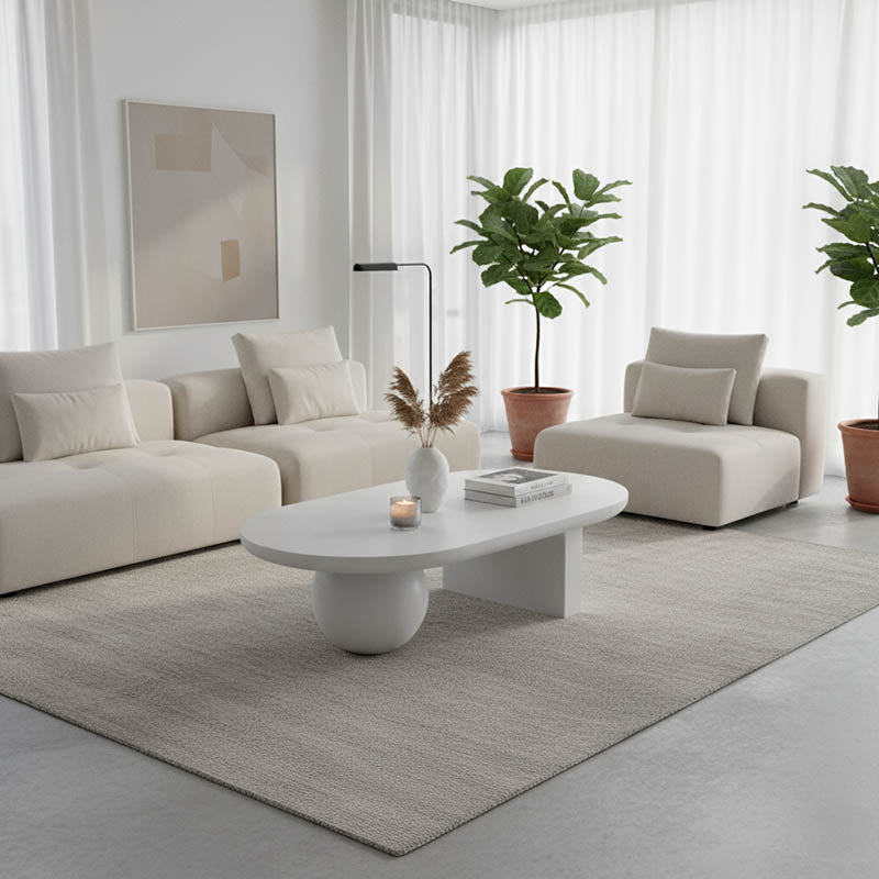 Маса за кафе Kane масивно акациево дърво в бял цвят 110x72x38см