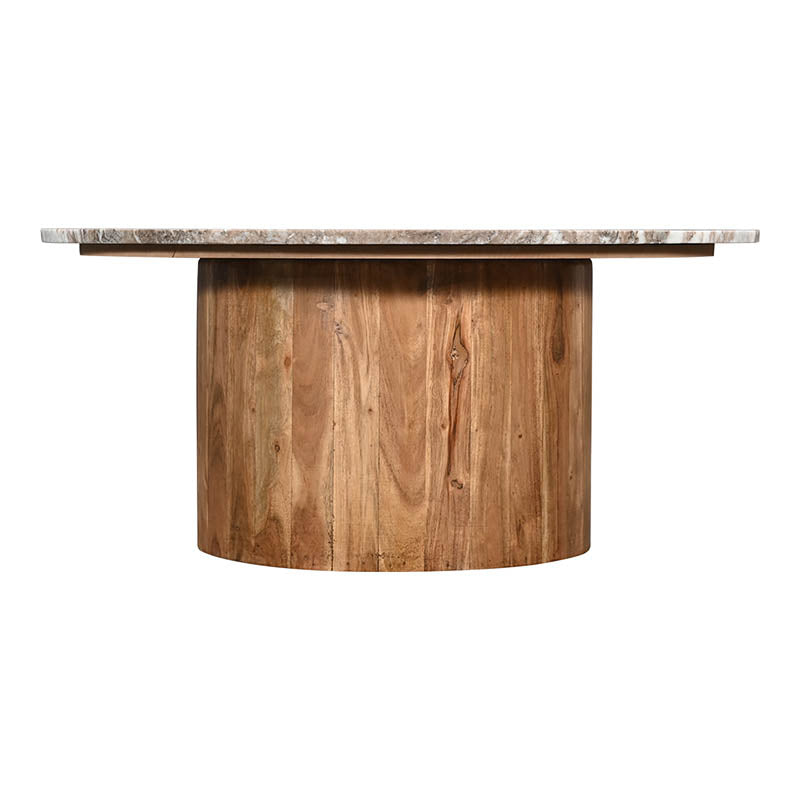 Холна маса Sergy масивно акациево дърво в естествен цвят и мраморен плот d90x40cm