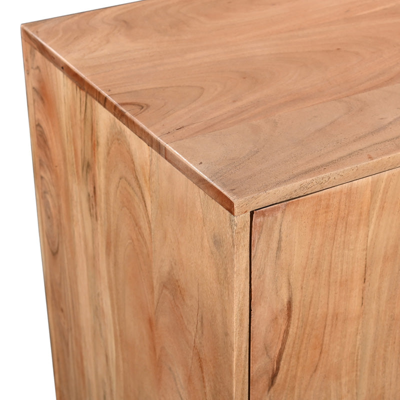 Бюфет leontina масивно акациево дърво в естествен цвят и черен метален крак 150x45x86см