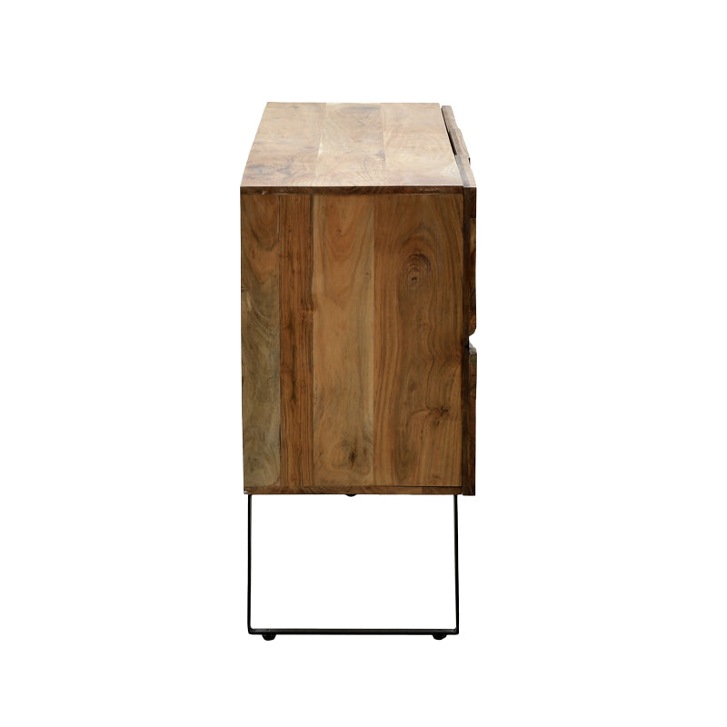 Шкаф Imena от масивна акациева дървесина в естествен нюанс с черни метални крака 148x43.5x86см