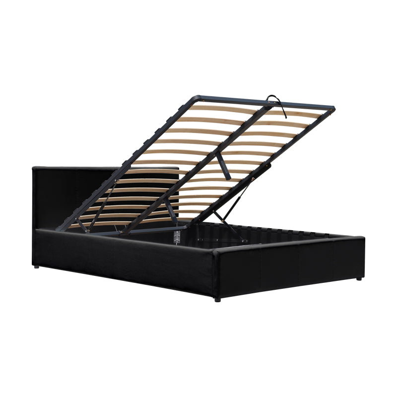 Легло dellia с място за съхранение, pu, черно, 120x200 см