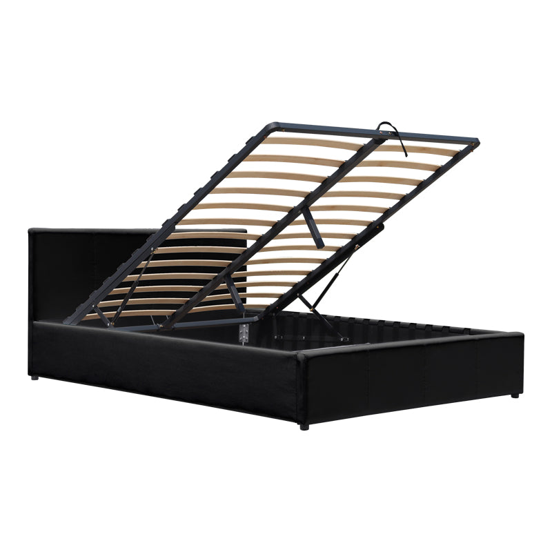 Легло dellia с място за съхранение, pu, черно, 150x200 см