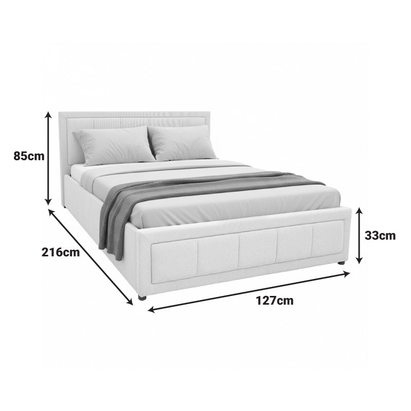 Легло Huga с място за съхранение, сив плат 120x200см