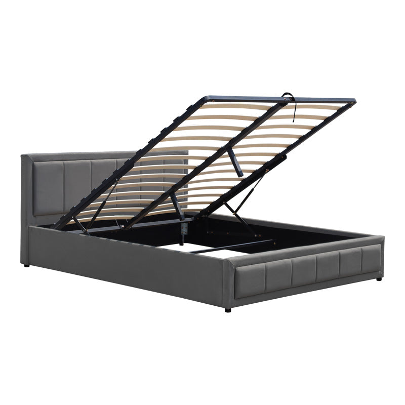 Легло Huga с място за съхранение, кадифе, антрацит 160x200см