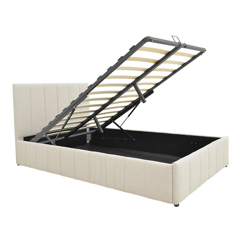 Легло snuggle с място за съхранение, плат бежов, 120x200 см