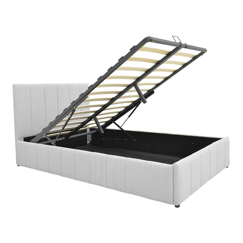 Легло snuggle с място за съхранение, плат сив, 120x200 см