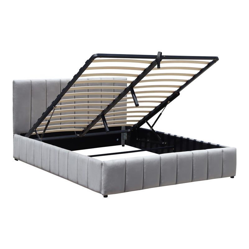 Легло Snuggle с място за съхранение, кадифе, сиво 160x200см