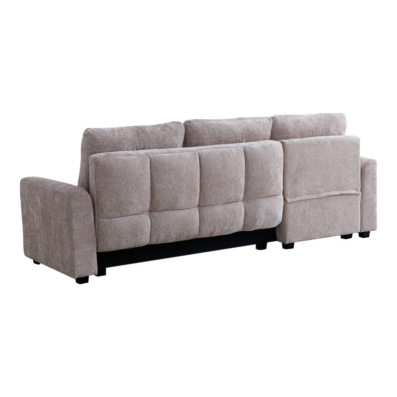 Ъглов двустранен диван Comfie с място за съхранение бежов плат 267x159x97cm