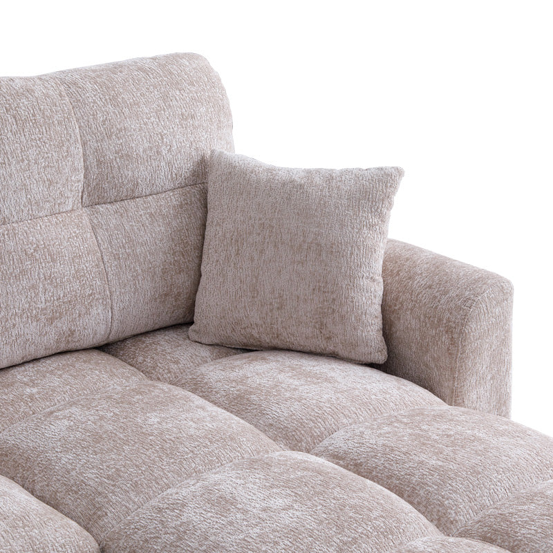 Ъглов двустранен диван Comfie с място за съхранение бежов плат 267x159x97cm