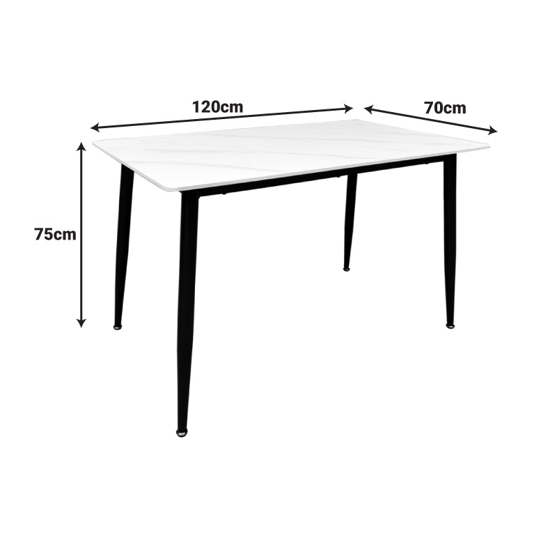 Маса pembe d, черен мрамор, синтерован камък - черен метален крак, 120x70x75см