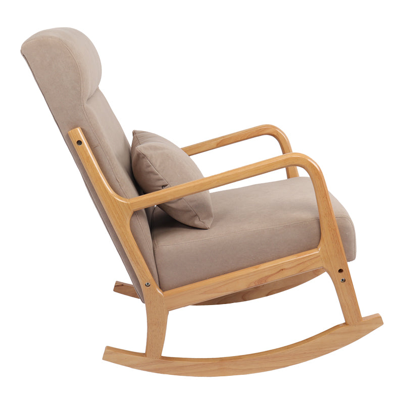 Въртящ се фотьойл edeldy сиво-бежов плат и крака в естествен цвят 102x66x99см