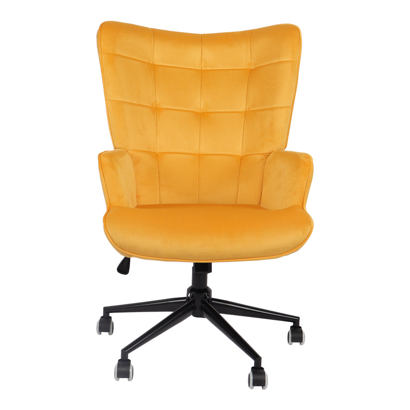 Въртящ се директорски офис стол lobima d, жълт кадифе, 71x68x104 см