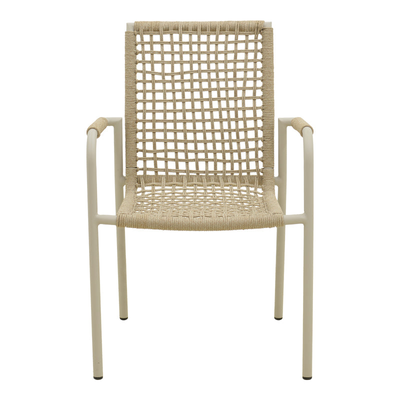 Фотьойл Esence подреждащ се от алуминий в бяло-полиетиленово въже, бежов цвят, 57x62x88см