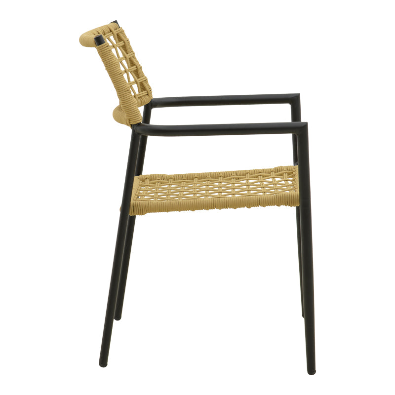 Стифиращ се стол Castal стомана в черно - pe въже в естествен нюанс 56x60x84см